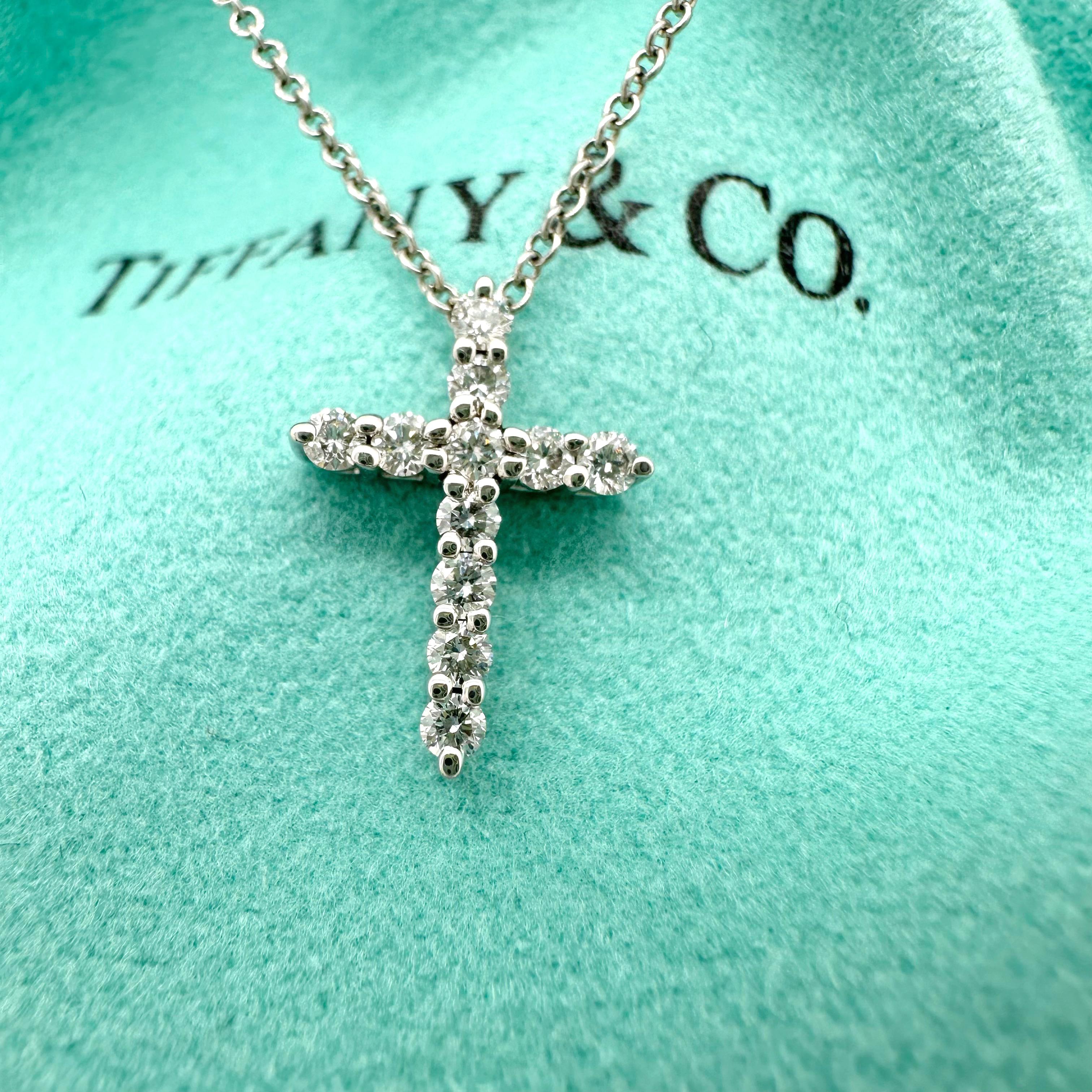 Tiffany & Co. Mini Diamond Cross Pendant in Platinum 1