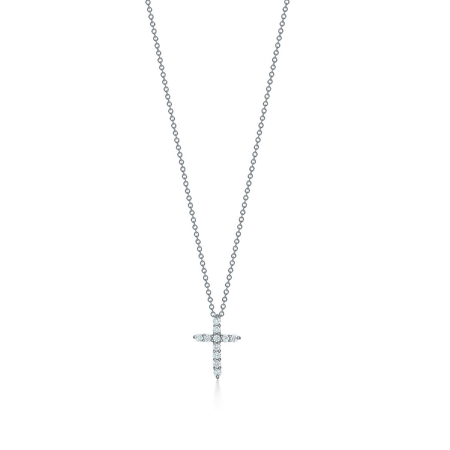 Tiffany & Co. Mini Diamond Cross Pendant in Platinum 3