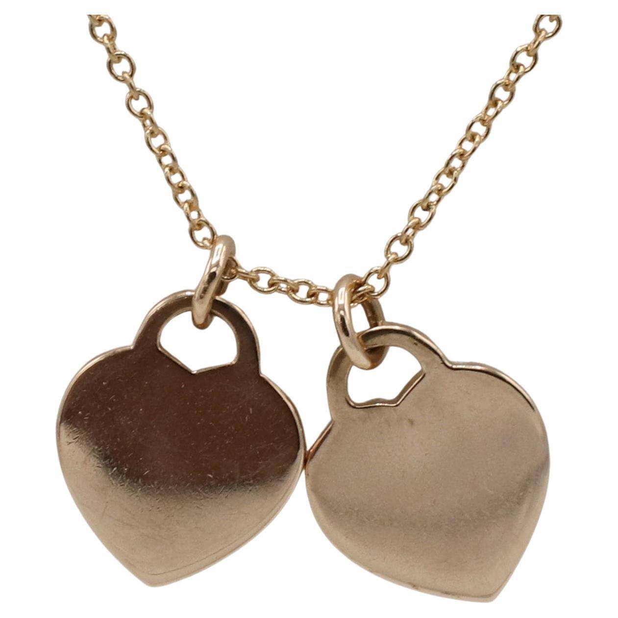 mini double heart tag pendant gold