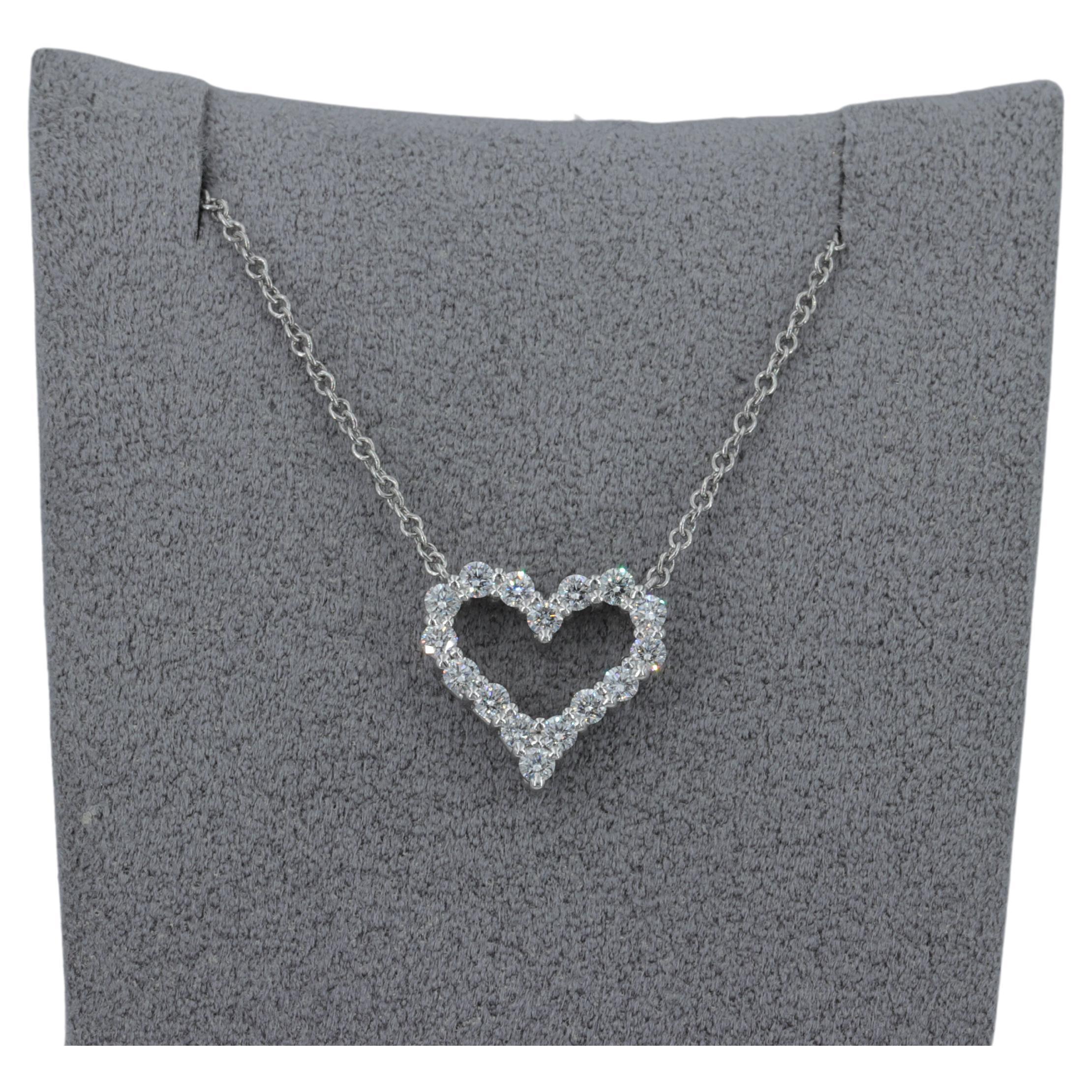Tiffany & Co. Platinum and Diamond Heart Pendant Necklace