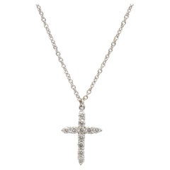 Tiffany & Co. Mini Natural Diamond Cross Pendant Necklace 