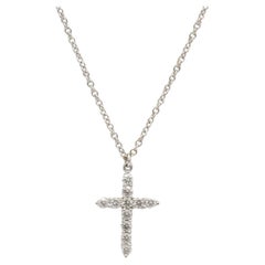 Tiffany & Co. Mini Natural Diamond Cross Pendant Necklace