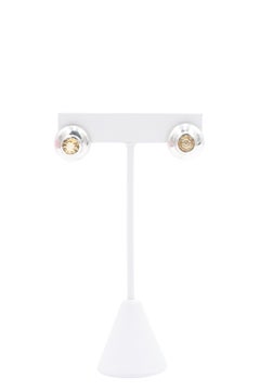 Tiffany & Co. Minimalistische Sterling Silber Citrin Kuppel Ohrstecker C. 90s - 00s