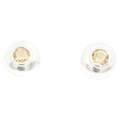 Tiffany & Co. Minimalistische Sterling Silber Citrin Kuppel Ohrstecker C. 90s - 00s