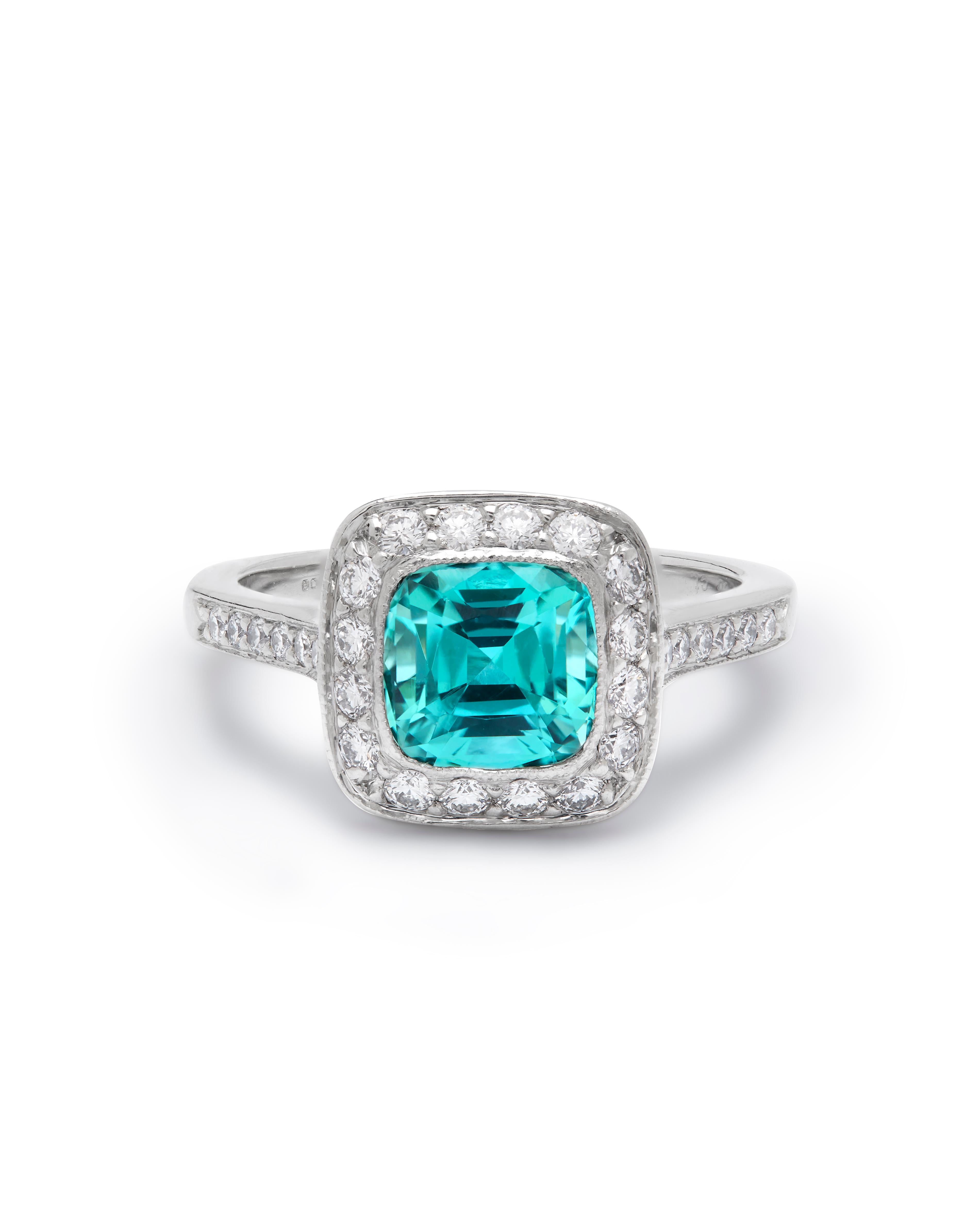 For Sale:  Tiffany & Co Mint Green Tourmaline & Diamond ring 2