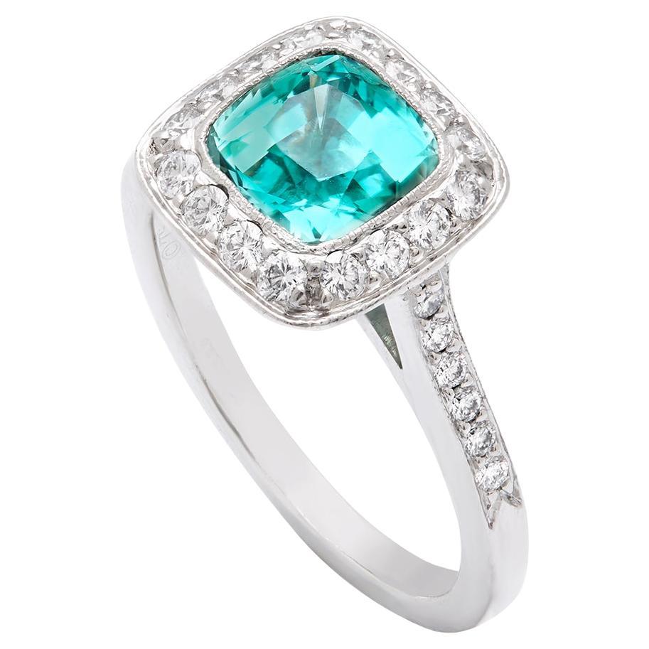 For Sale:  Tiffany & Co Mint Green Tourmaline & Diamond ring