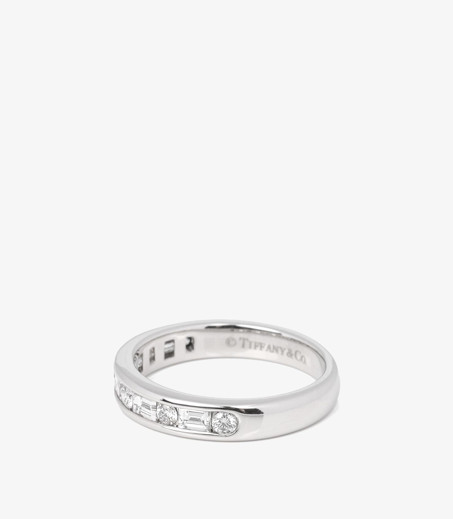 Round Cut Tiffany & Co. Mixed Cut Diamond Platinum Half Eternity Ring For Sale