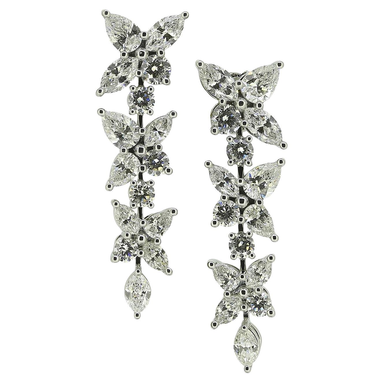 Tiffany 
Co. Mixed Diamond Cluster Victoria Drop Earrings in vendita