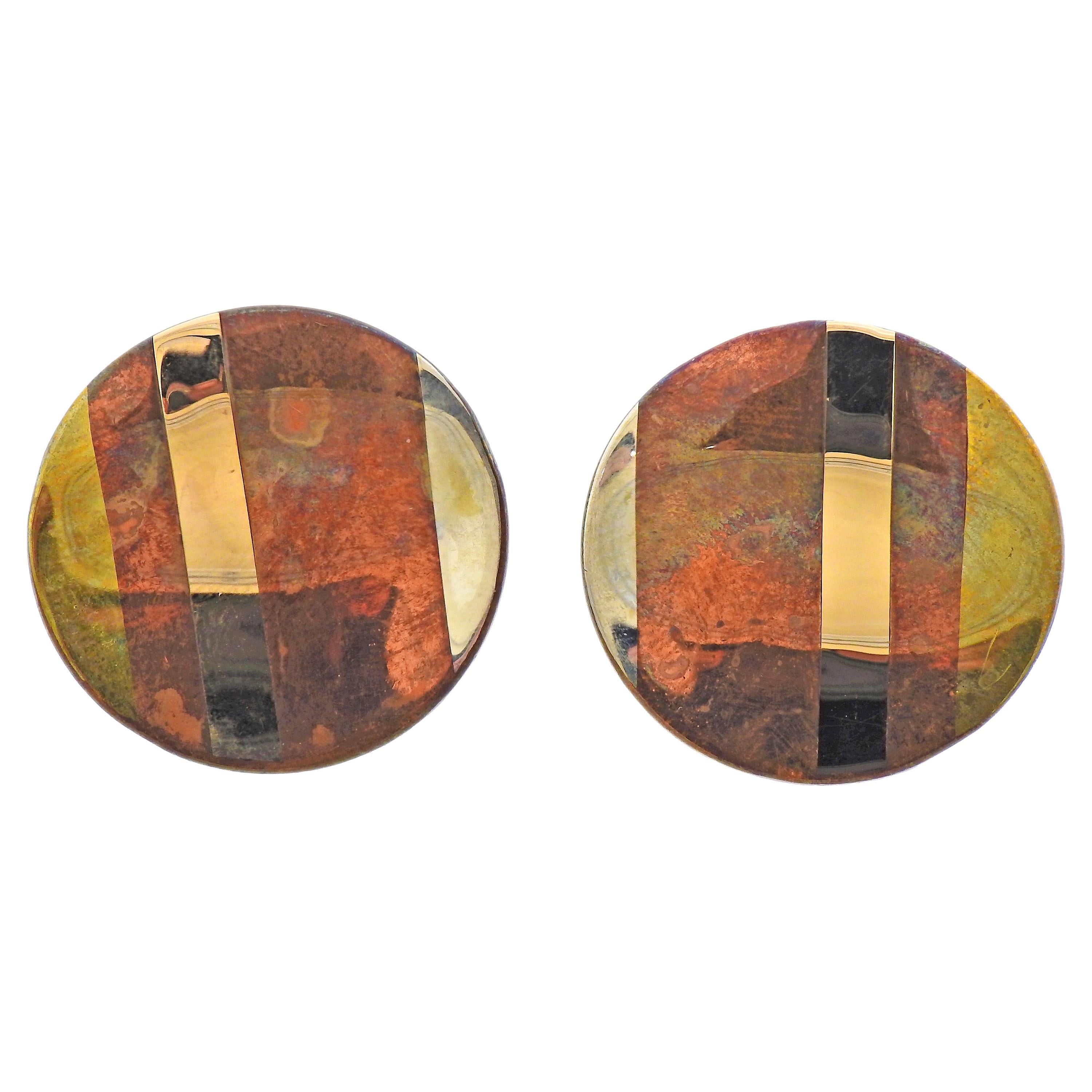Tiffany & Co. Mixed Metal Inlay Earrings For Sale