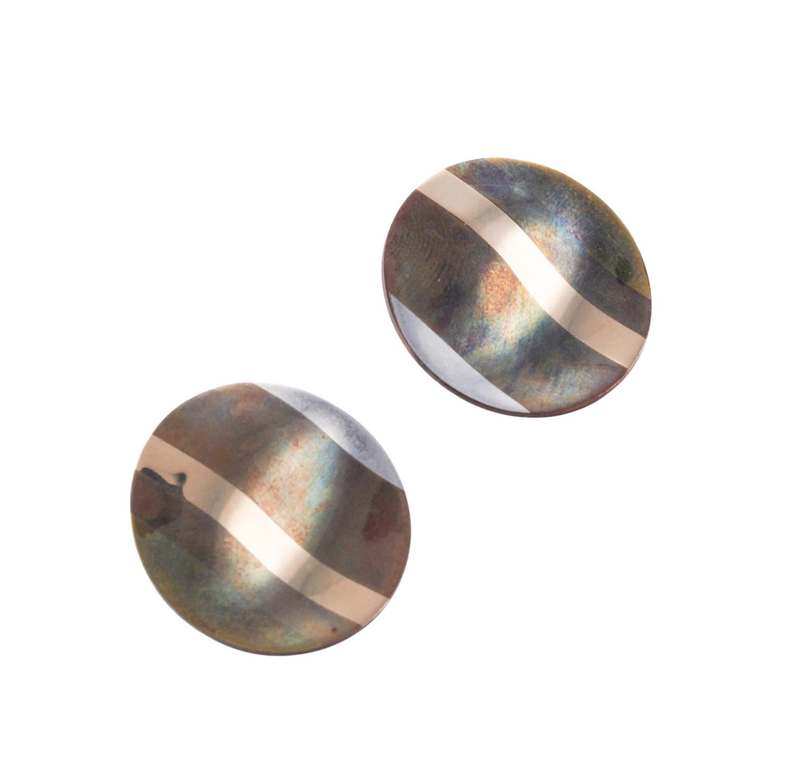 Tiffany & Co Mixed Metal Wave Disc Earrings In Excellent Condition For Sale In New York, NY