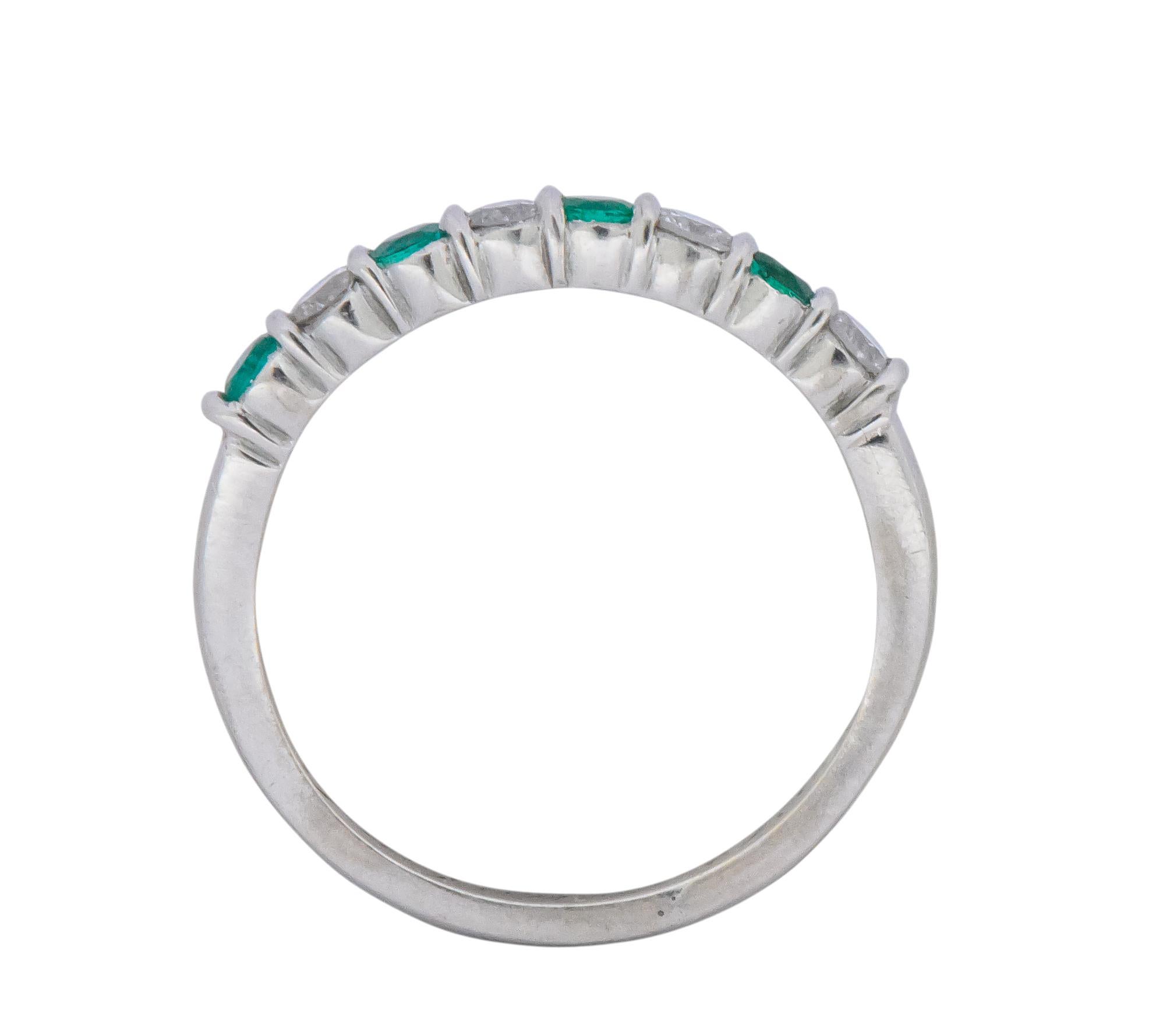 Women's or Men's Tiffany & Co. Modern 0.24 Carat Diamond Emerald Platinum Anniversary Band Ring