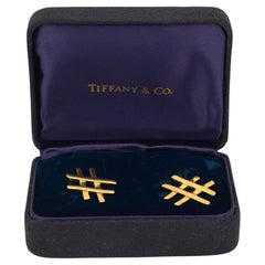 Tiffany 
Co. modern 18k yellow gold hashtag earrings