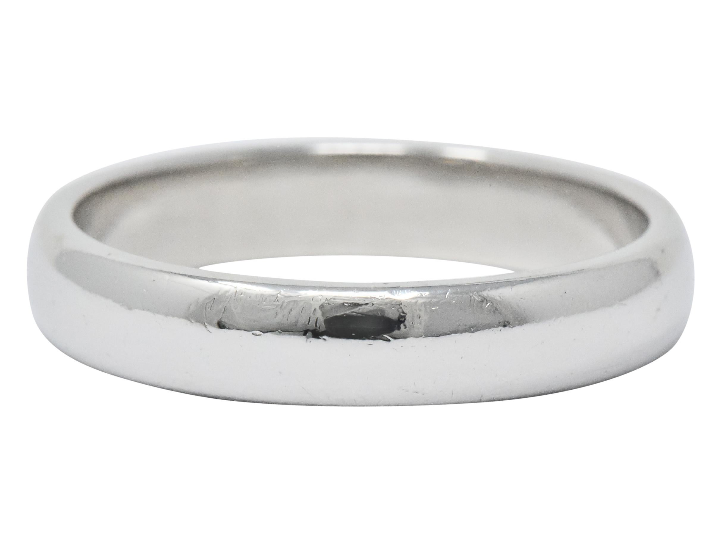 High polished half dome band

Fully signed 1999 Tiffany & Co.

Stamped PT 950 for platinum

Ring Size: 10 3/4 & Sizable

Top measures: 4.4 mm and sits 1.7 mm high

Total weight: 10.2 grams

Reflective. Classic. Substantial.



Stock Number: We-2772