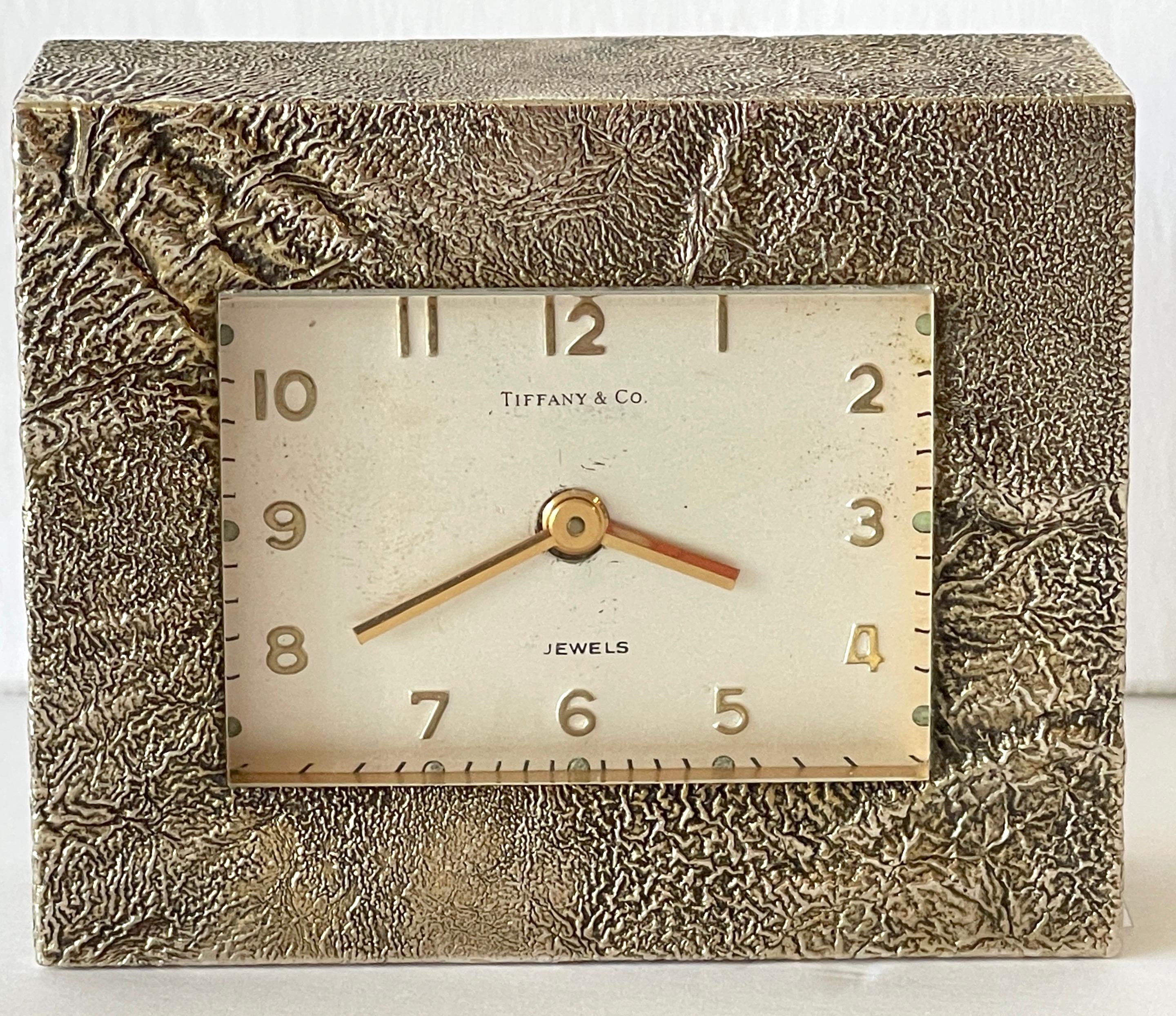 Tiffany & Co. Modern Cast Bronze 'Rockwork' Table Clock, Swiss Jeweled Movement 5
