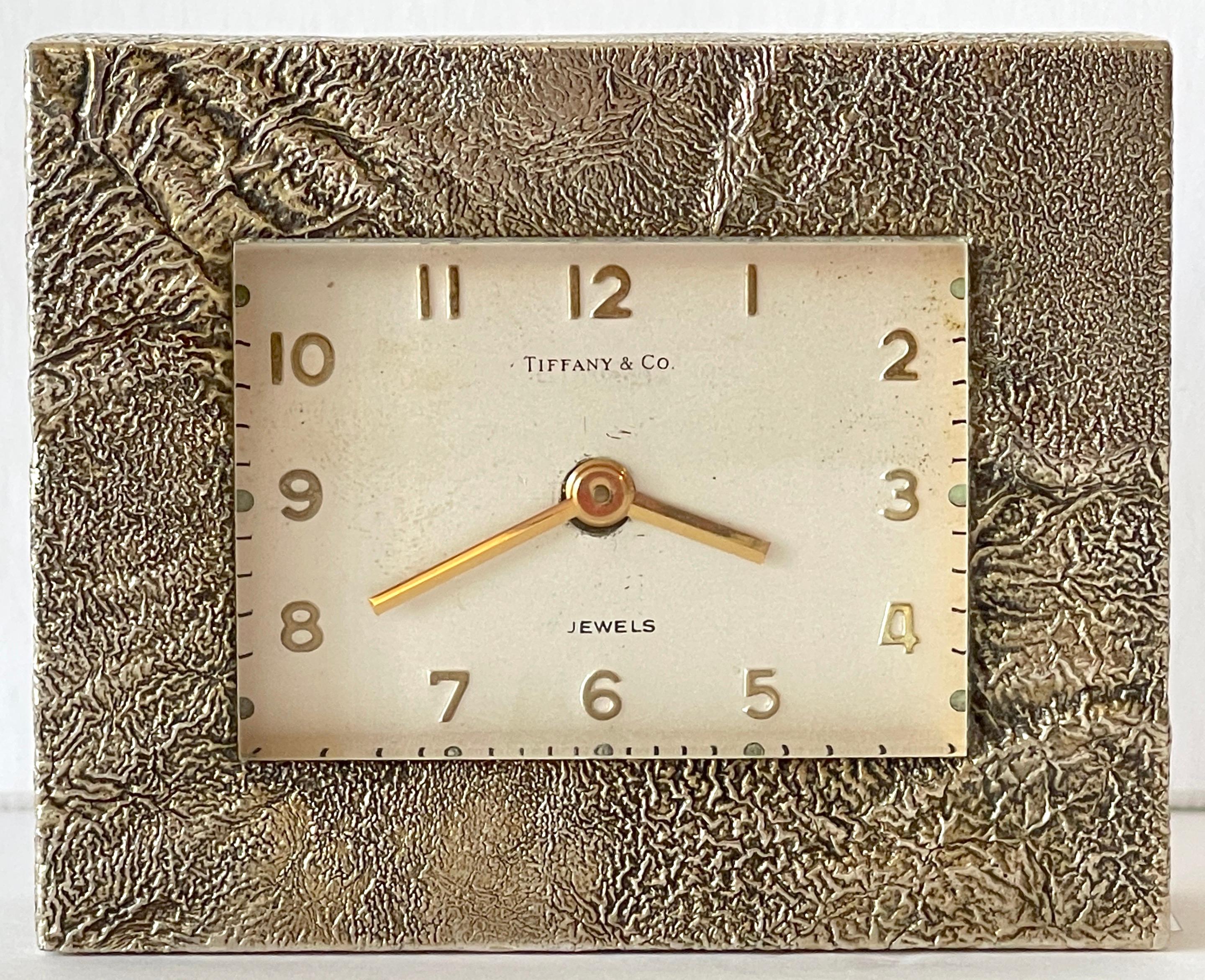 Tiffany & Co. Modern Cast Bronze 'Rockwork' Table Clock, Swiss Jeweled Movement For Sale 6