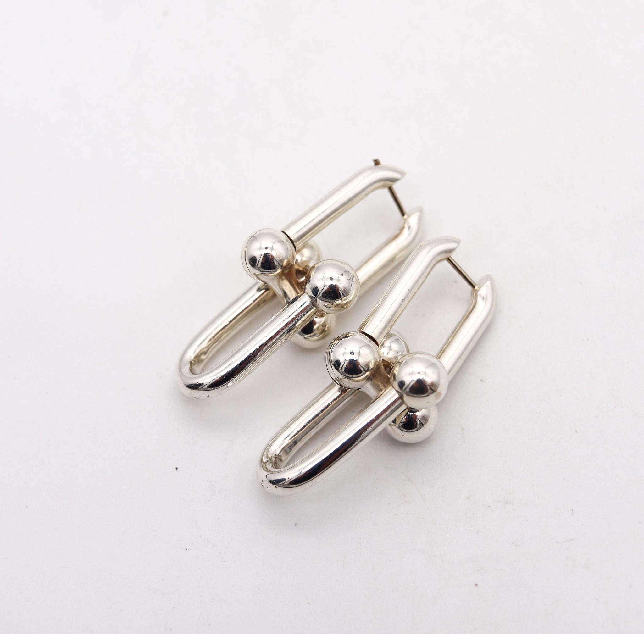 tiffany & co. 925 silver hardwear double pearl hinged earrings