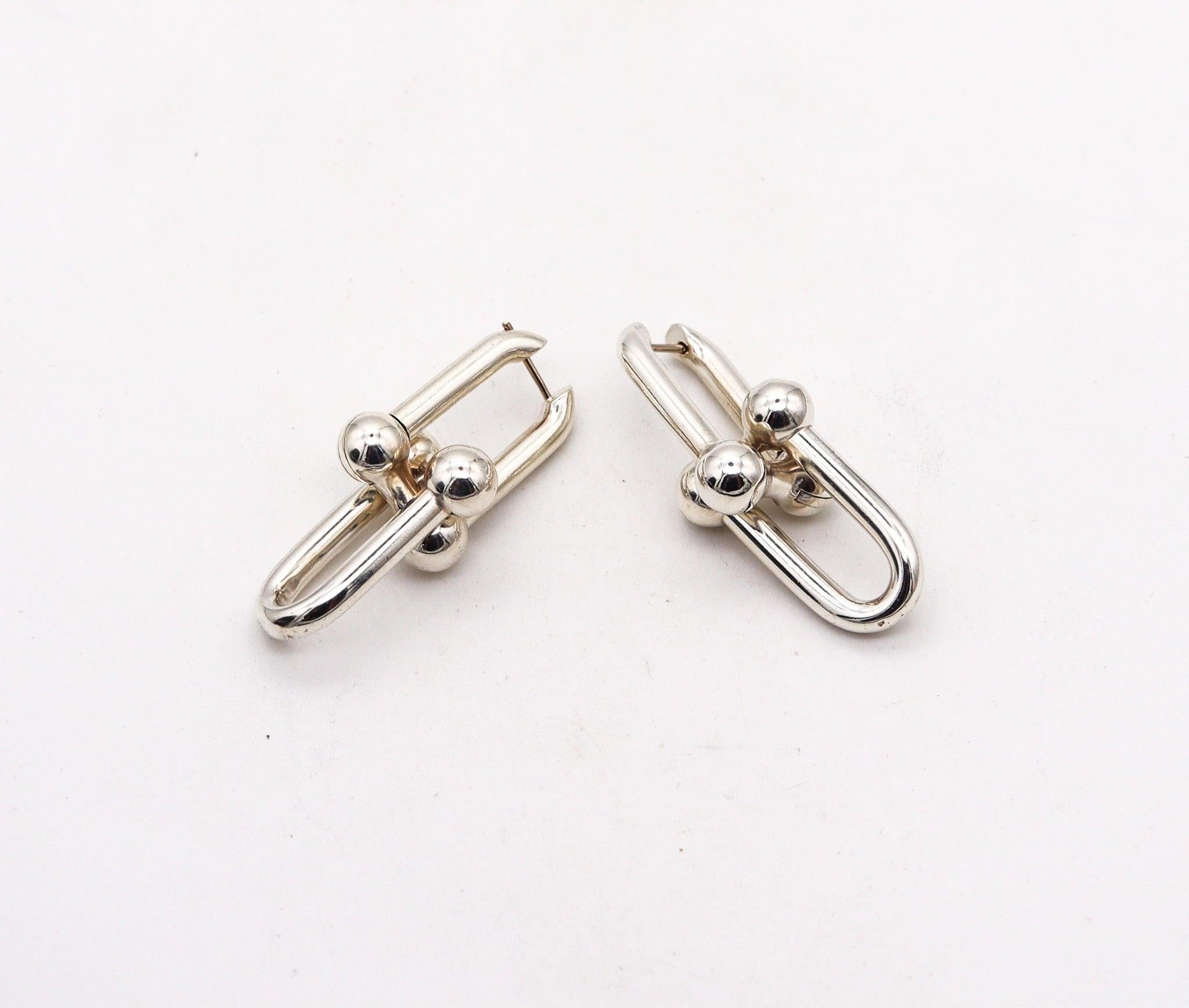 Women's TIFFANY & CO. Modern Hardware Dangles Drops Earrings In .925 Sterling Silver