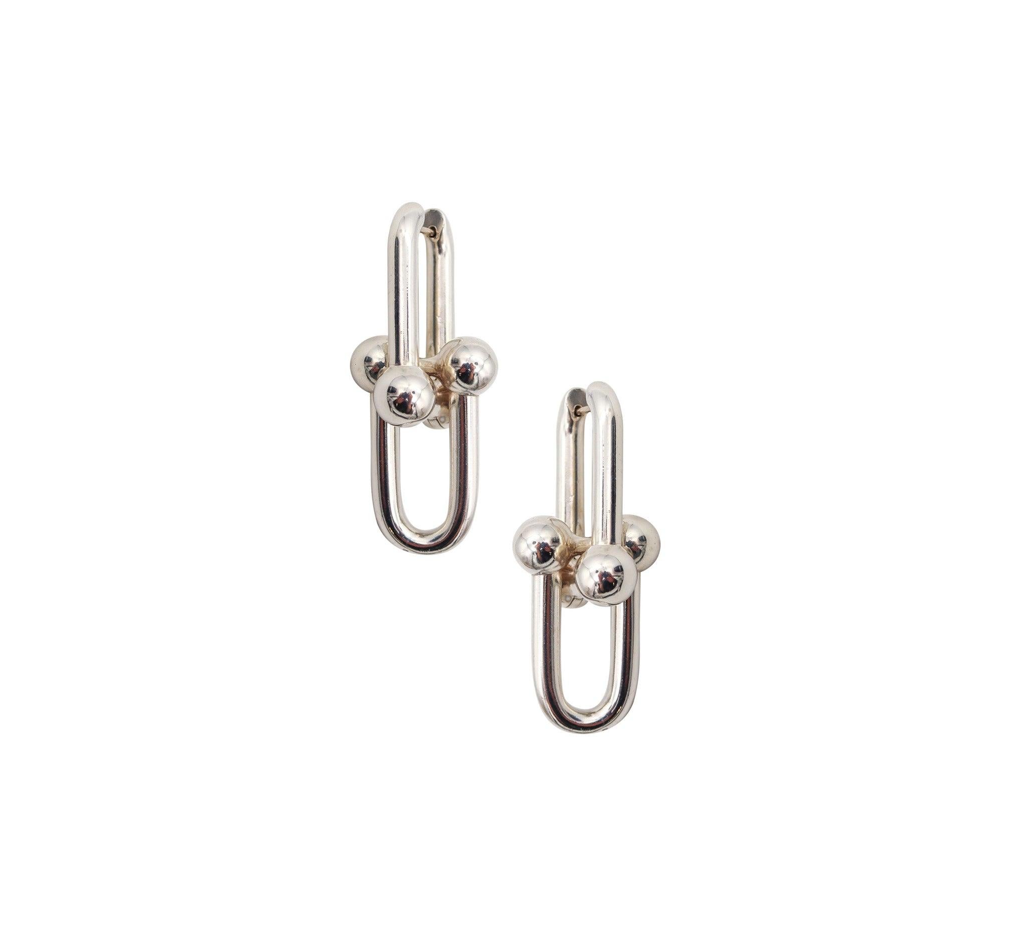 TIFFANY & CO. Modern Hardware Dangles Drops Earrings In .925 Sterling Silver 4