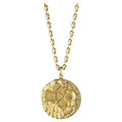 Retro Tiffany & Co. Modernist Cancer Zodiac Gold Pendant