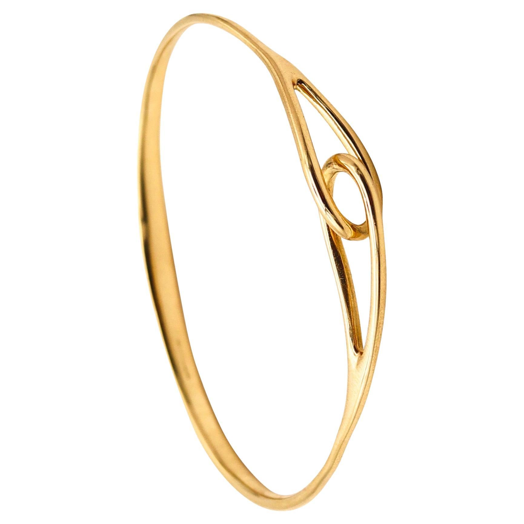 TIFFANY & CO. Modernist Double Lock Bangle Bracelet In Solid 18Kt Yellow Gold