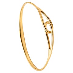 TIFFANY & CO. Modernist Double Lock Bangle Bracelet In Solid 18Kt Yellow Gold