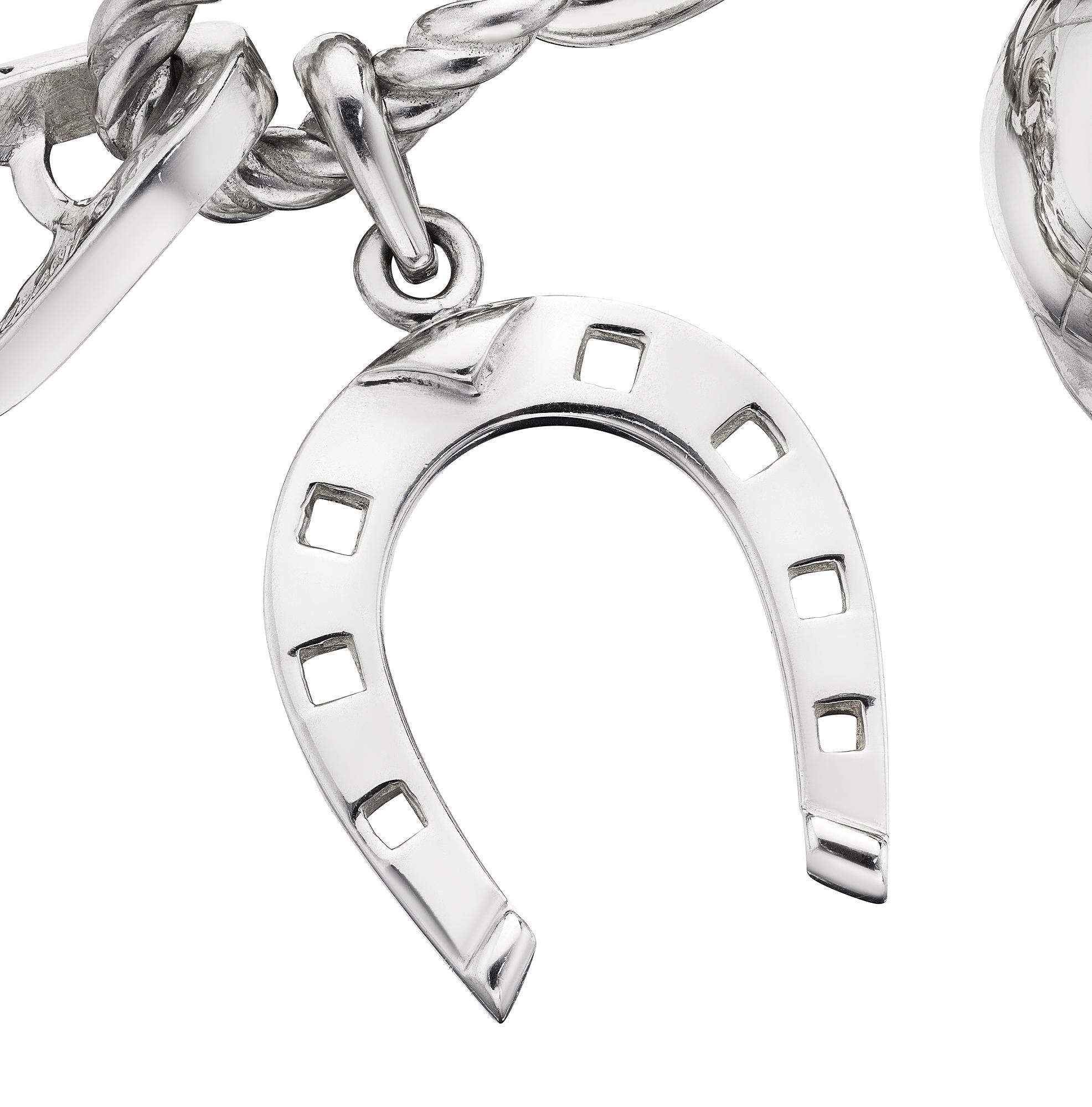 Tiffany & Co. Modernist Equestrian Sterling Silver Link Bracelet In Excellent Condition In Greenwich, CT