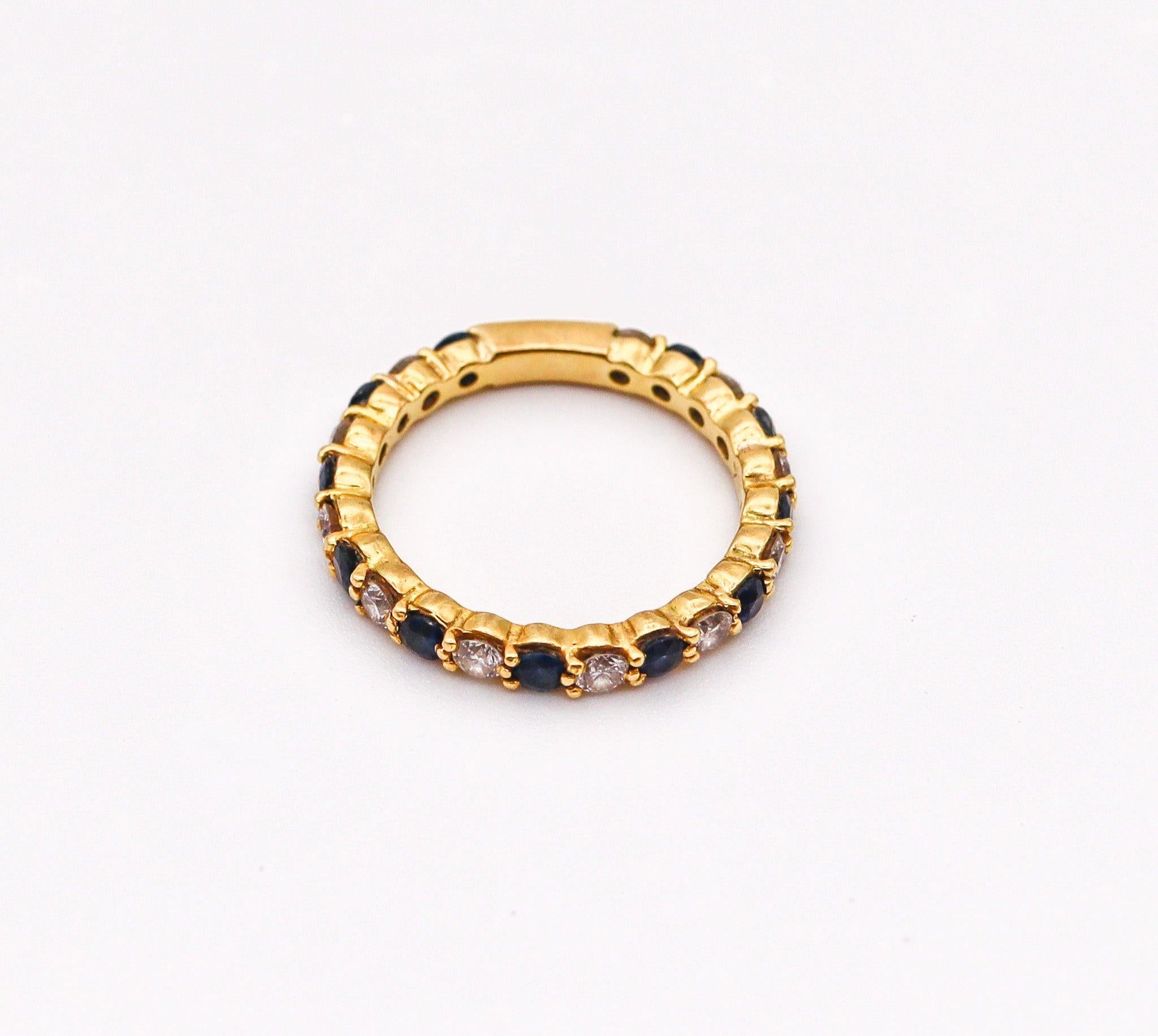TIFFANY & CO. Anillo de eternidad modernista de oro de 18 quilates 1,32 quilates de zafiros y diamantes Modernista