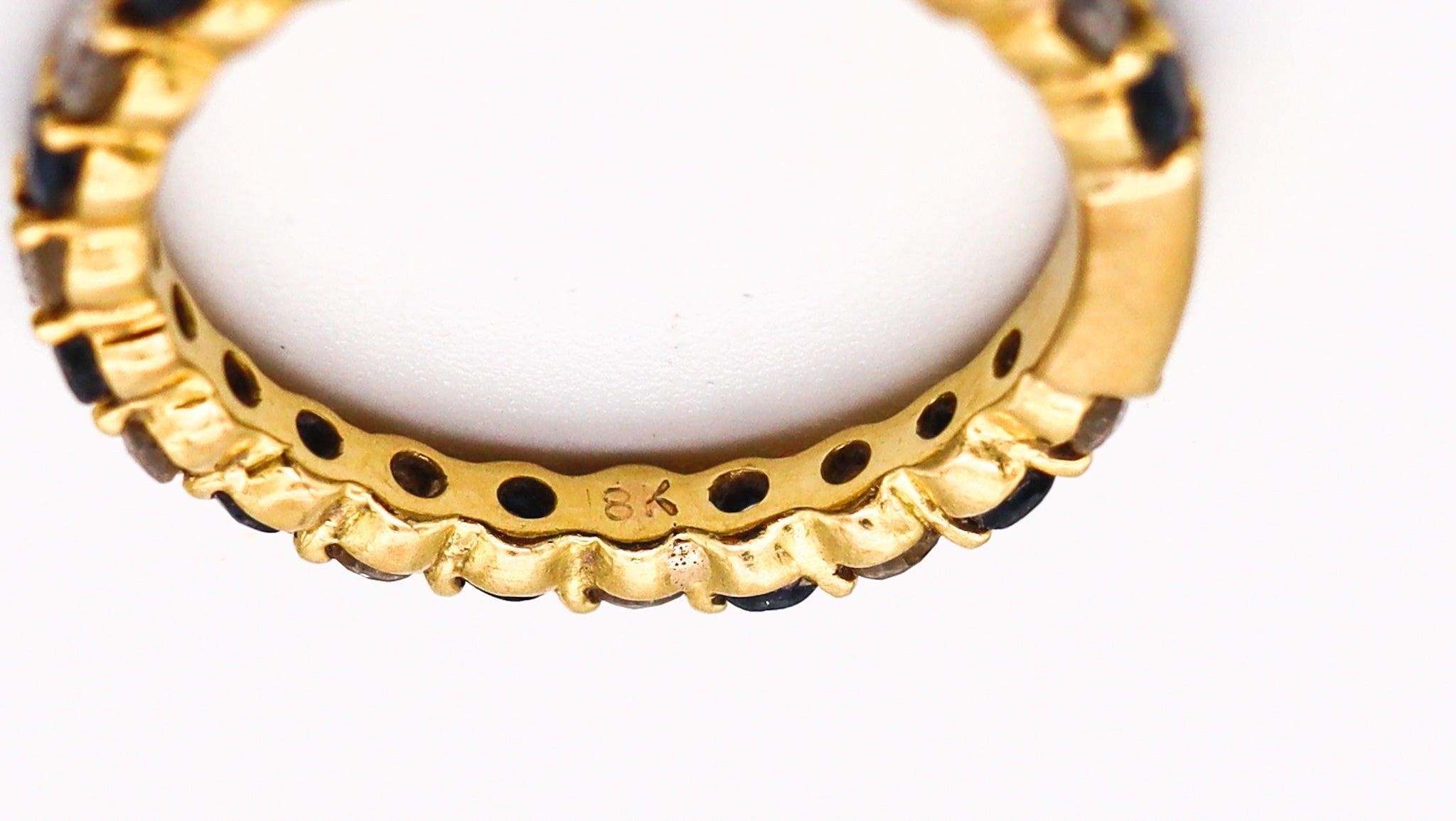 TIFFANY & CO. Anillo de eternidad modernista de oro de 18 quilates 1,32 quilates de zafiros y diamantes Corte redondo