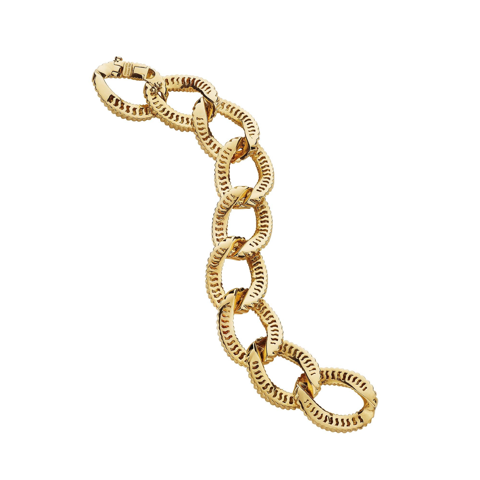 Tiffany & Co. Modernist Gold Textured Link Armband (Modernistisch)