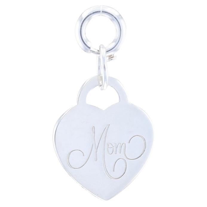 Tiffany & Co. Mom Heart Dangle Charm - Sterling Silver 925 Love Mother's Gift For Sale