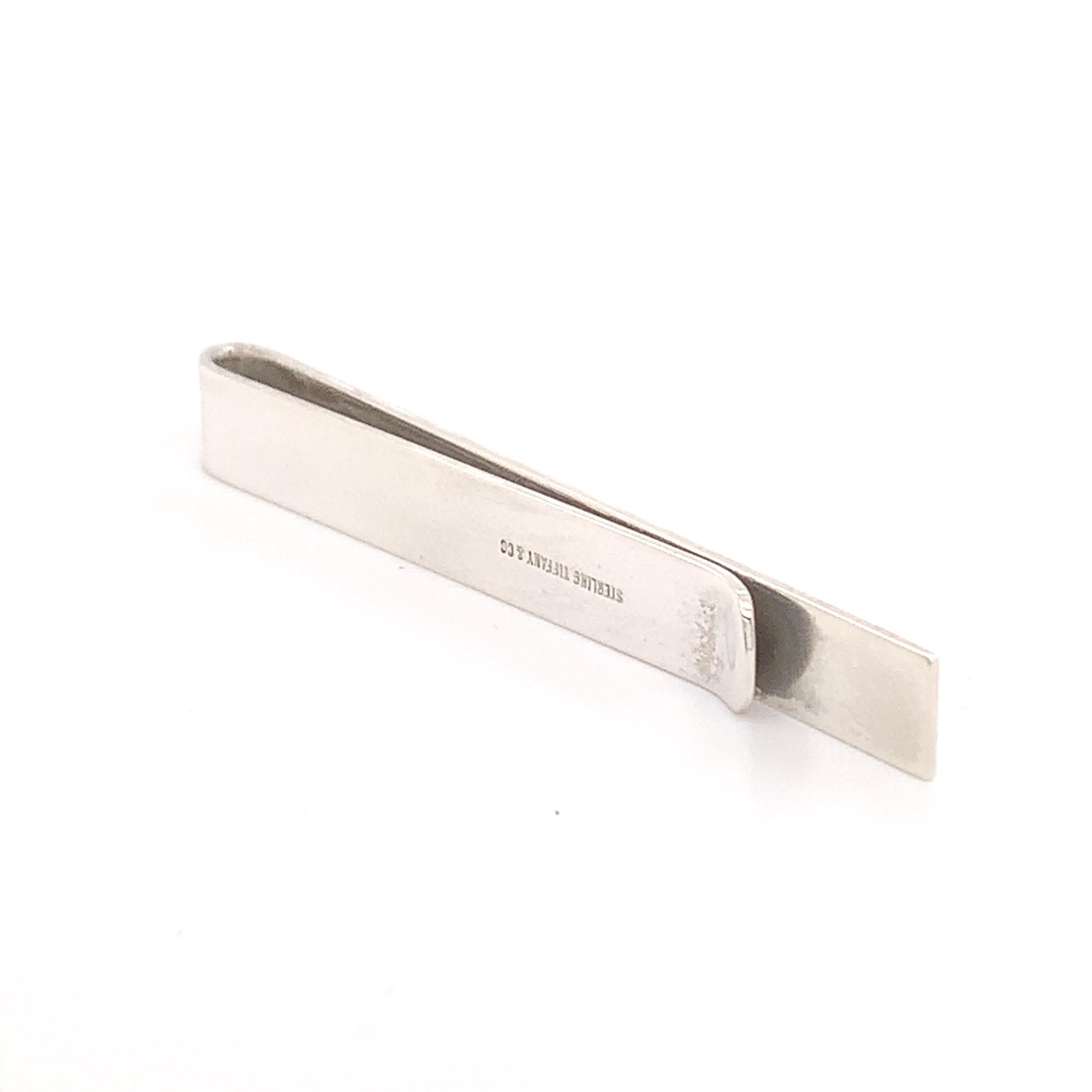 Tiffany & Co. Estate Money Clip and Tie Clip Sterling Silver In Good Condition In Brooklyn, NY
