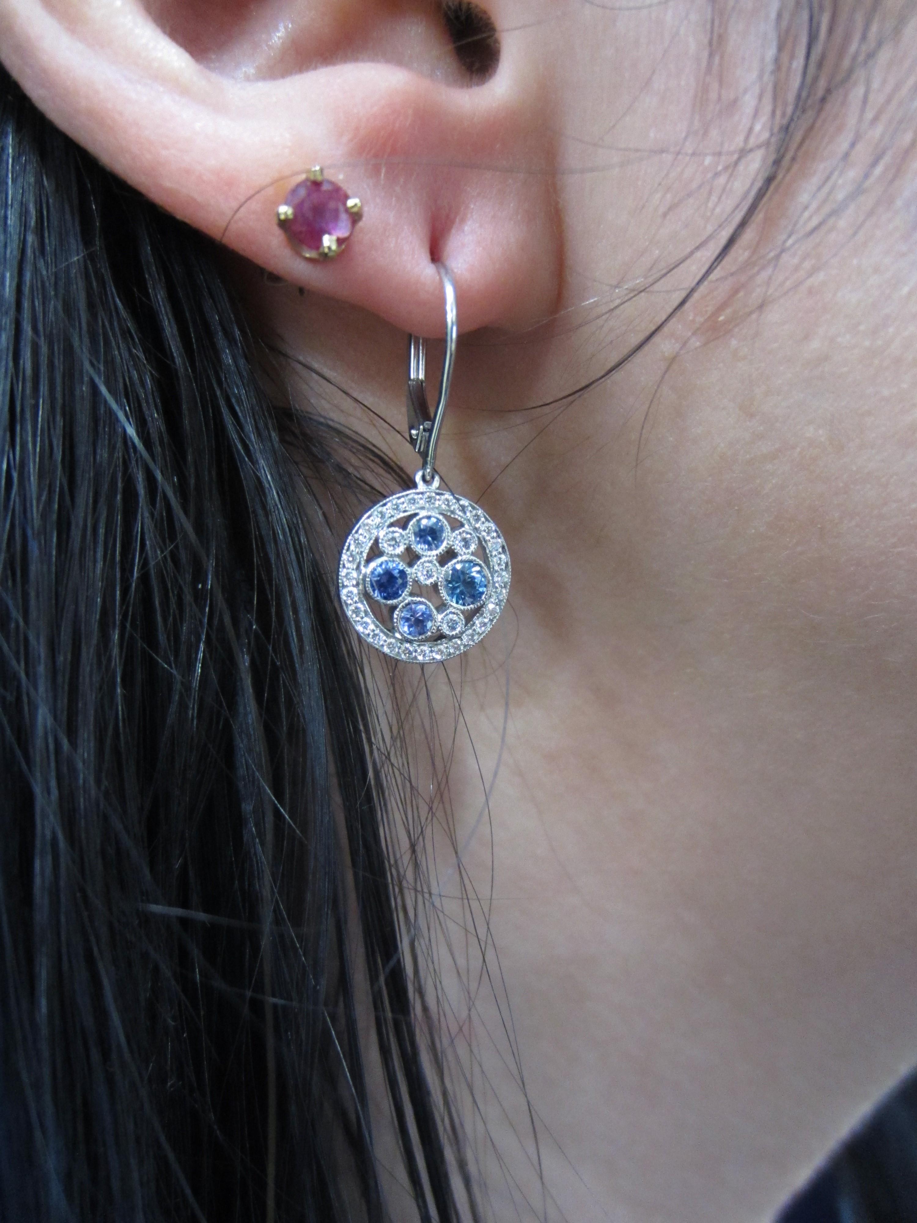 Tiffany & Co. Montana Sapphire Cobblestone Earrings  In Excellent Condition In Manchester, NH