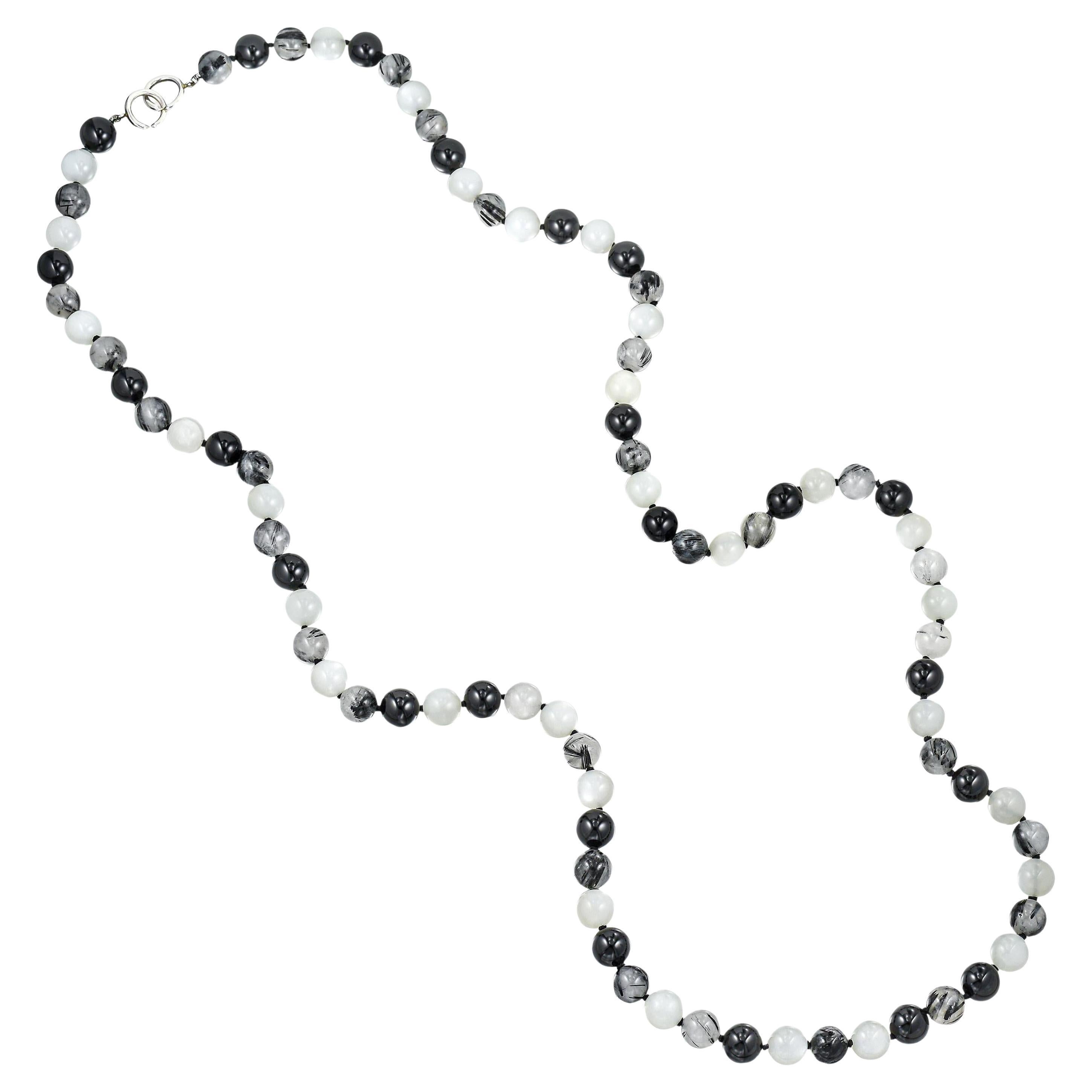 Contemporary Tiffany & Co Moonstone Onyx Quartz Necklace Paloma Picasso Original Box & Pouch