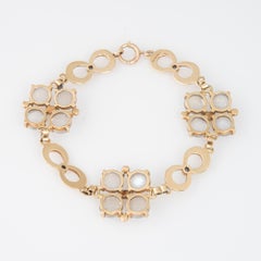 Tiffany & Co. Moonstone Sapphire Bracelet Retro Vintage 14 Karat Gold Signed