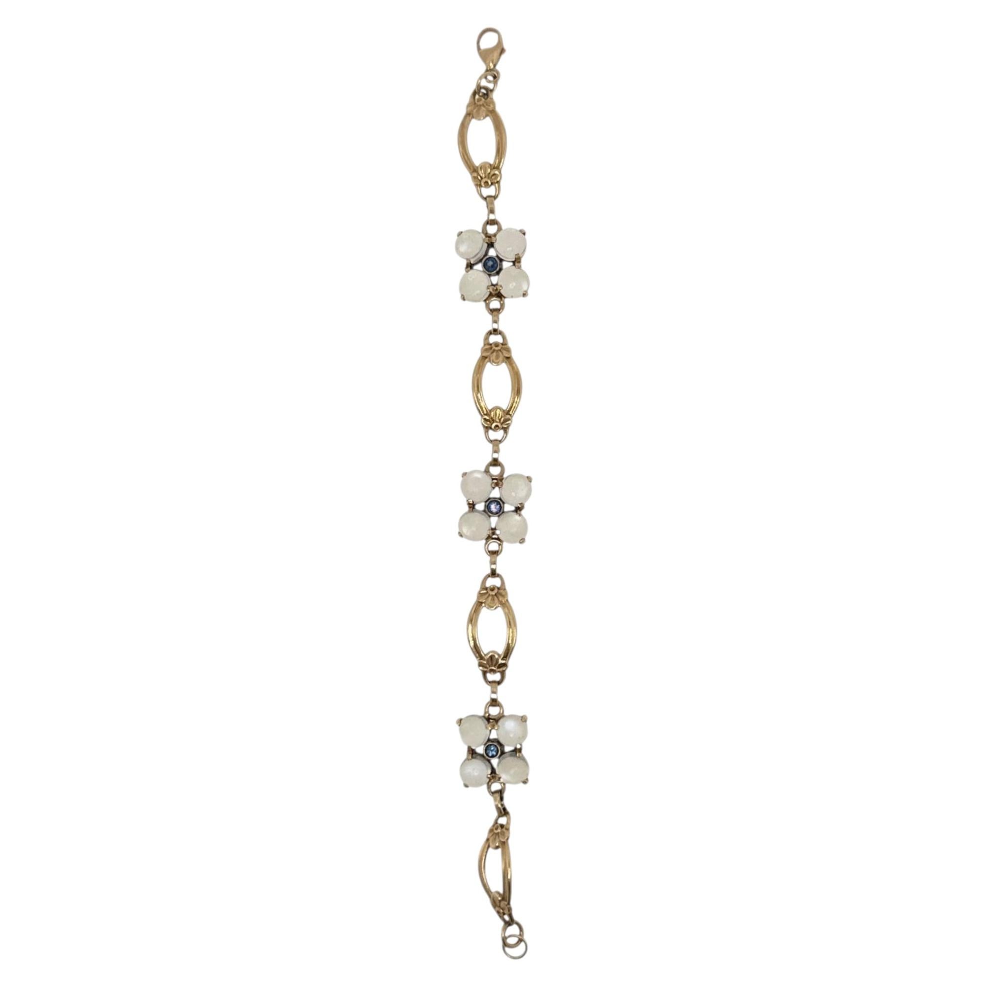 Tiffany & Co. Bracciale con fiori in zaffiro e pietra di luna, oro giallo 14 carati, stile retrò in vendita