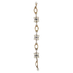 Tiffany & Co. Moonstone Sapphire Flower Bracelet 14K Yellow Gold Retro