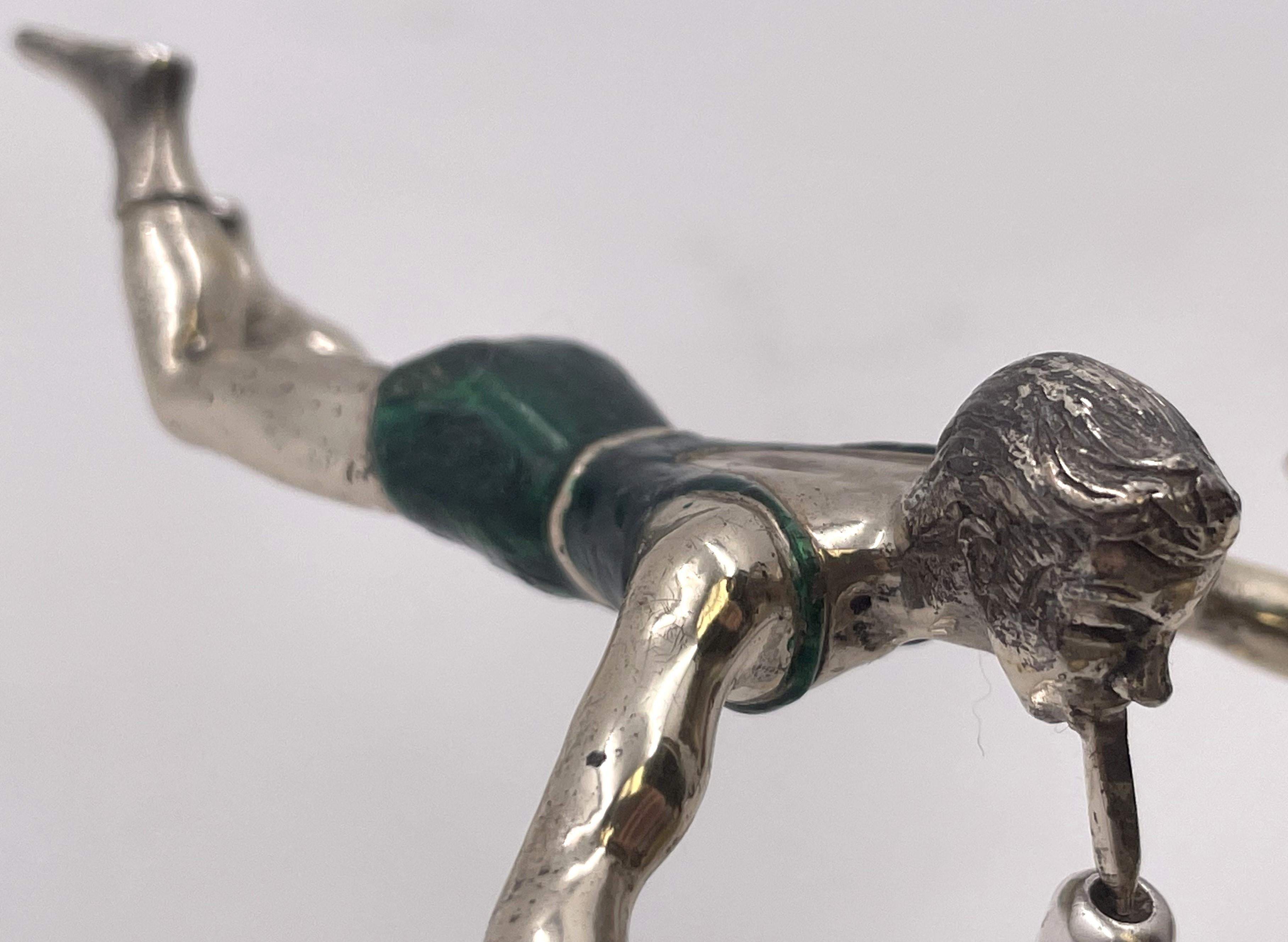 Tiffany & Co. Set di 2 statuette del circo acrobatico A.A. Moore in argento e smalto in vendita 3