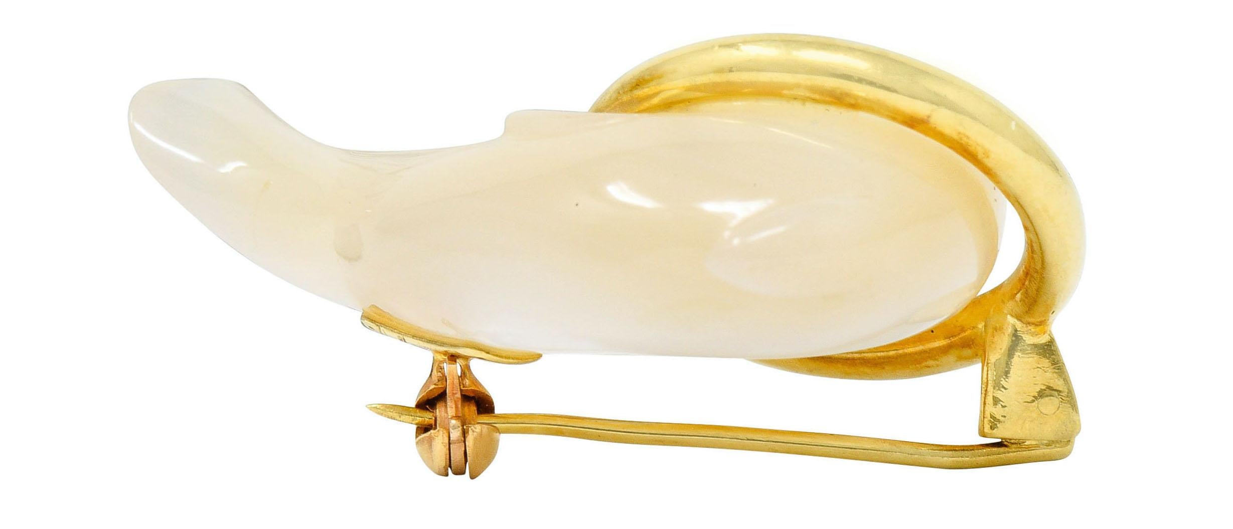 Tiffany & Co. Mother of Pearl 18 Karat Gold Dolphin Brooch 2