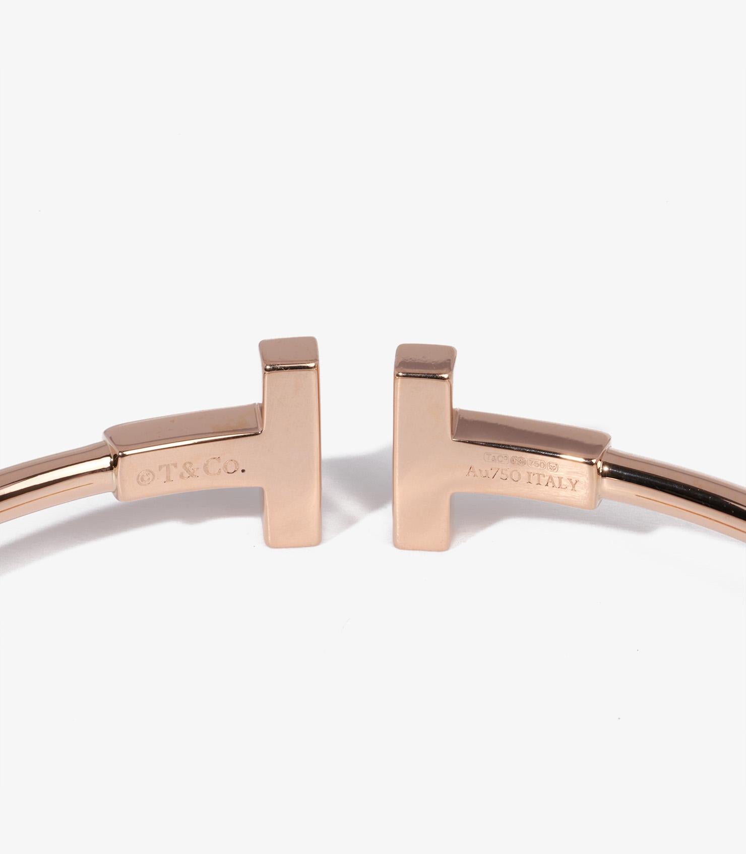 Tiffany & Co. Mutter der Perle 18ct Rose Gold Tiffany T Draht-Armband im Zustand „Hervorragend“ in Bishop's Stortford, Hertfordshire