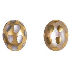 Tiffany & Co. Mother of Pearl and Gold Polka Dot Earrings