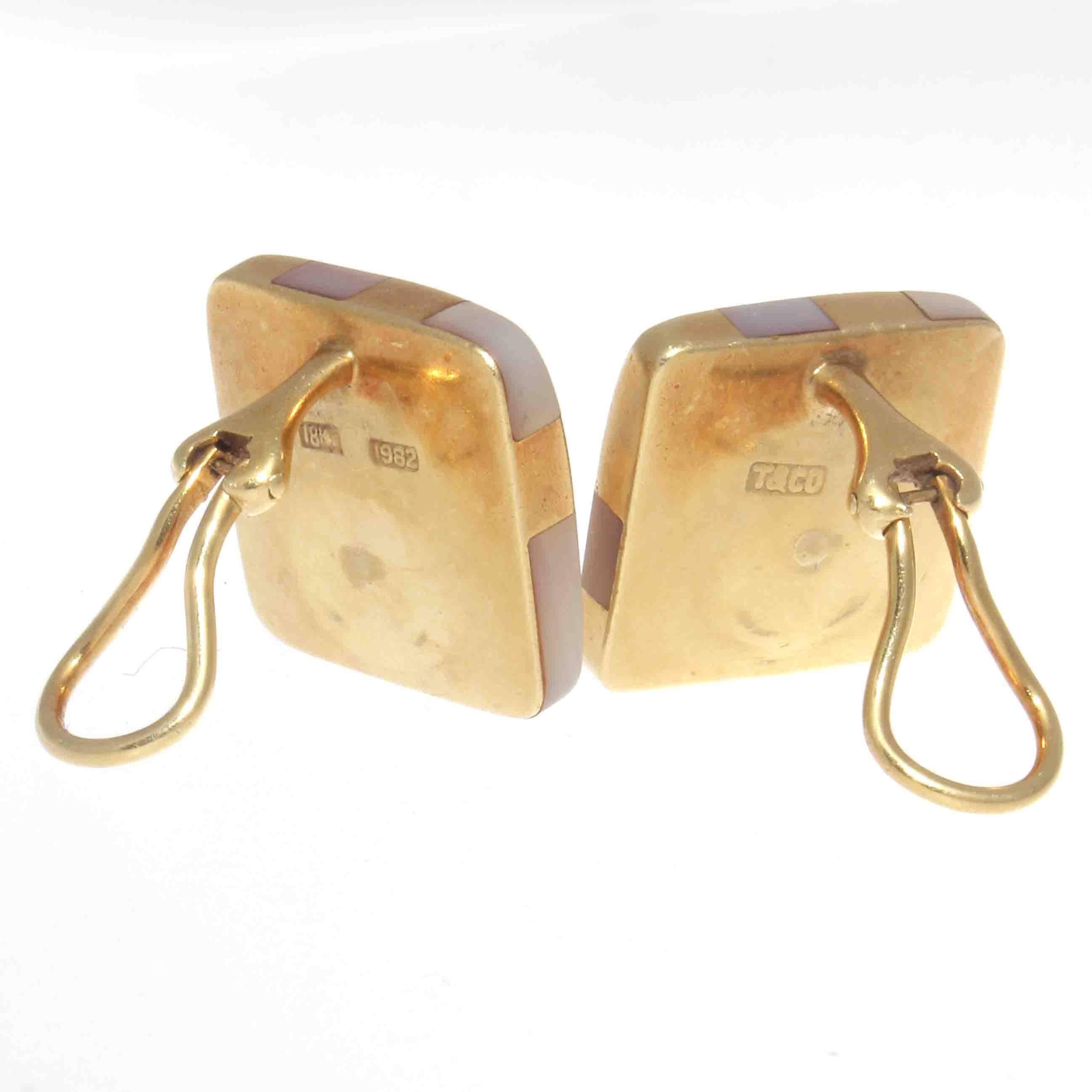 Tiffany & Co. Mother-of-Pearl Gold Earrings In Excellent Condition In Beverly Hills, CA