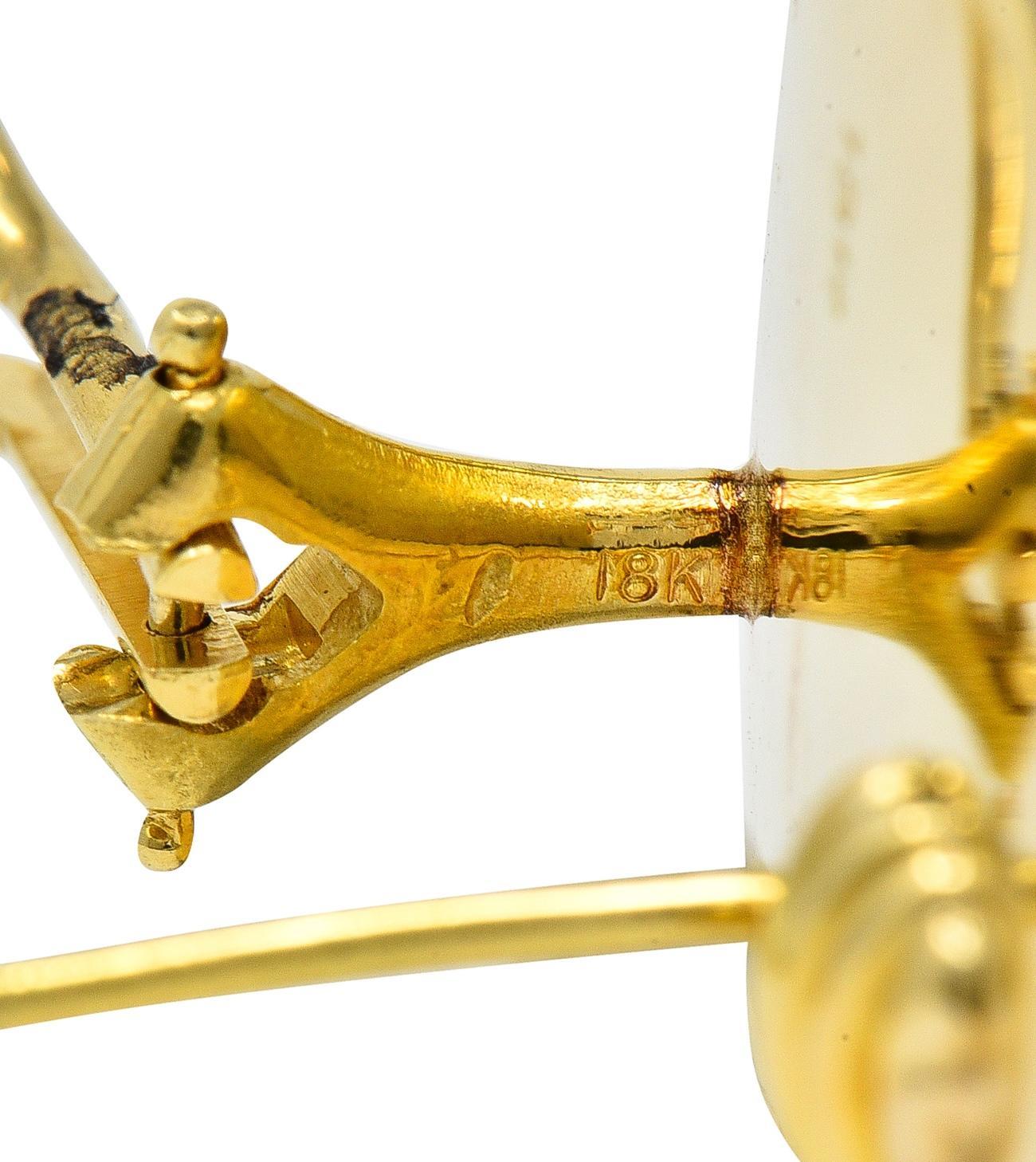 Tiffany & Co. Perlmutt Hämatit 18K Gold Vintage Cushion Inlay Ohrringe Damen im Angebot