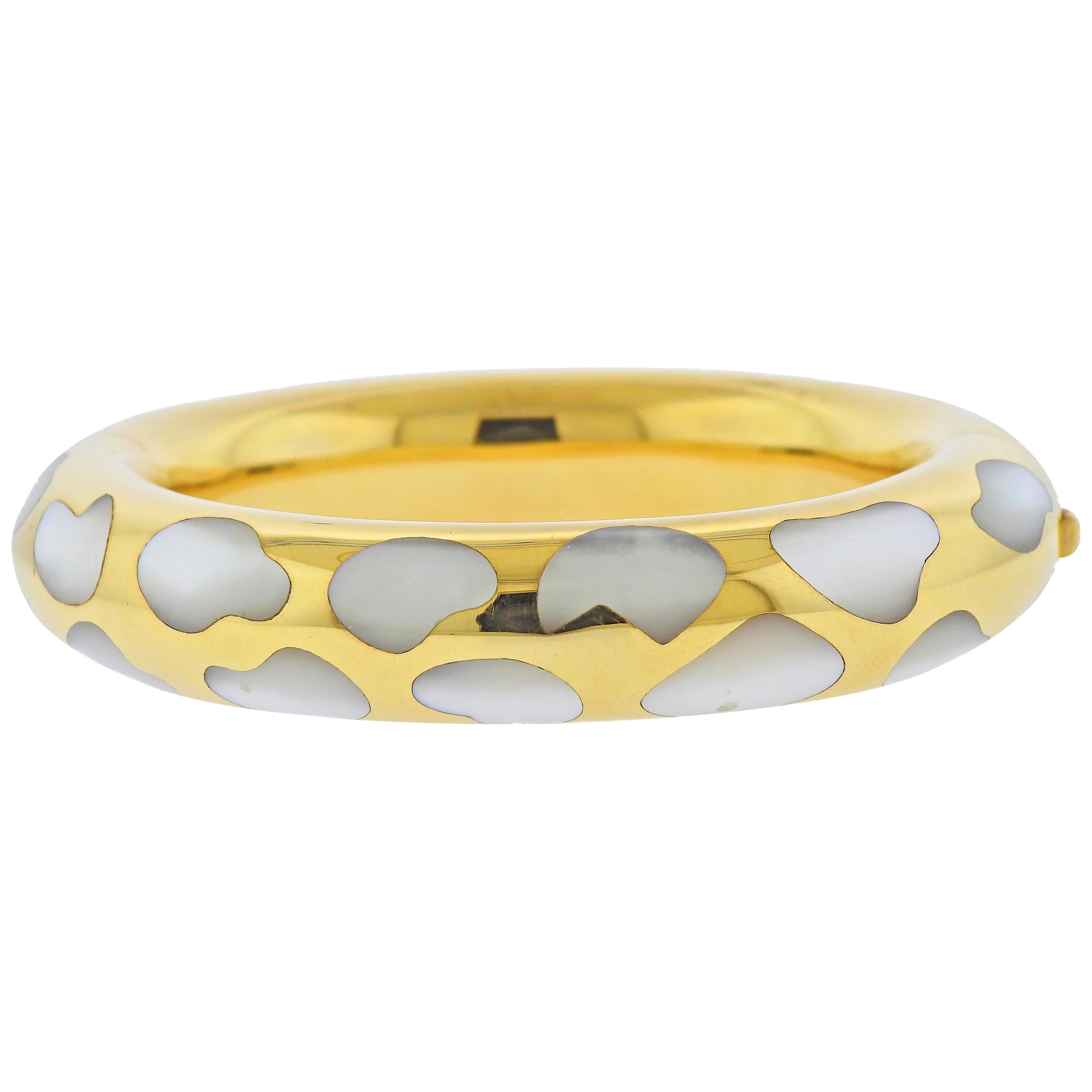 Tiffany & Co. Mother of Pearl Inlay Gold Bangle Bracelet