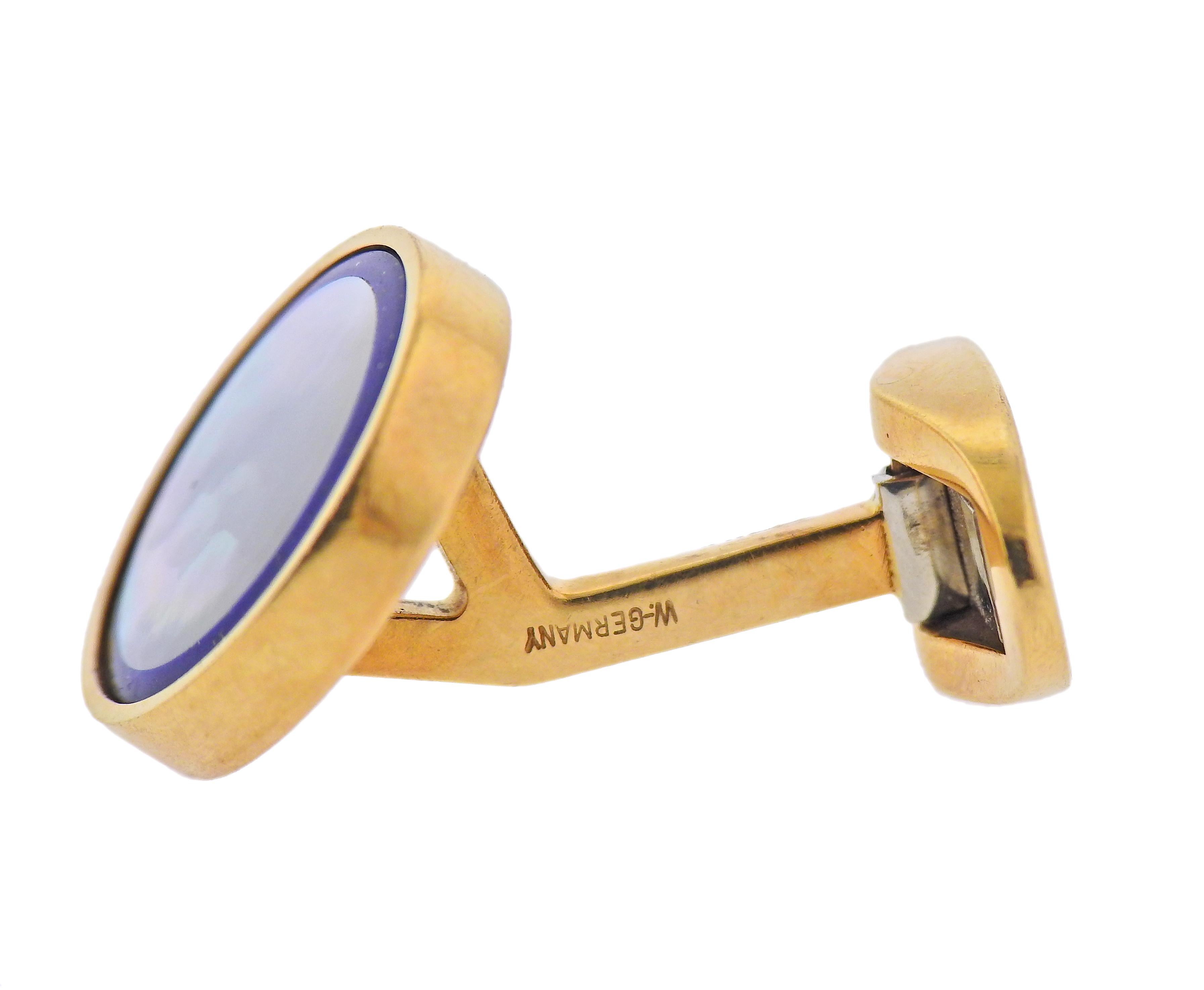 Men's Tiffany & Co. Mother of Pearl Lapis Gold Cufflinks