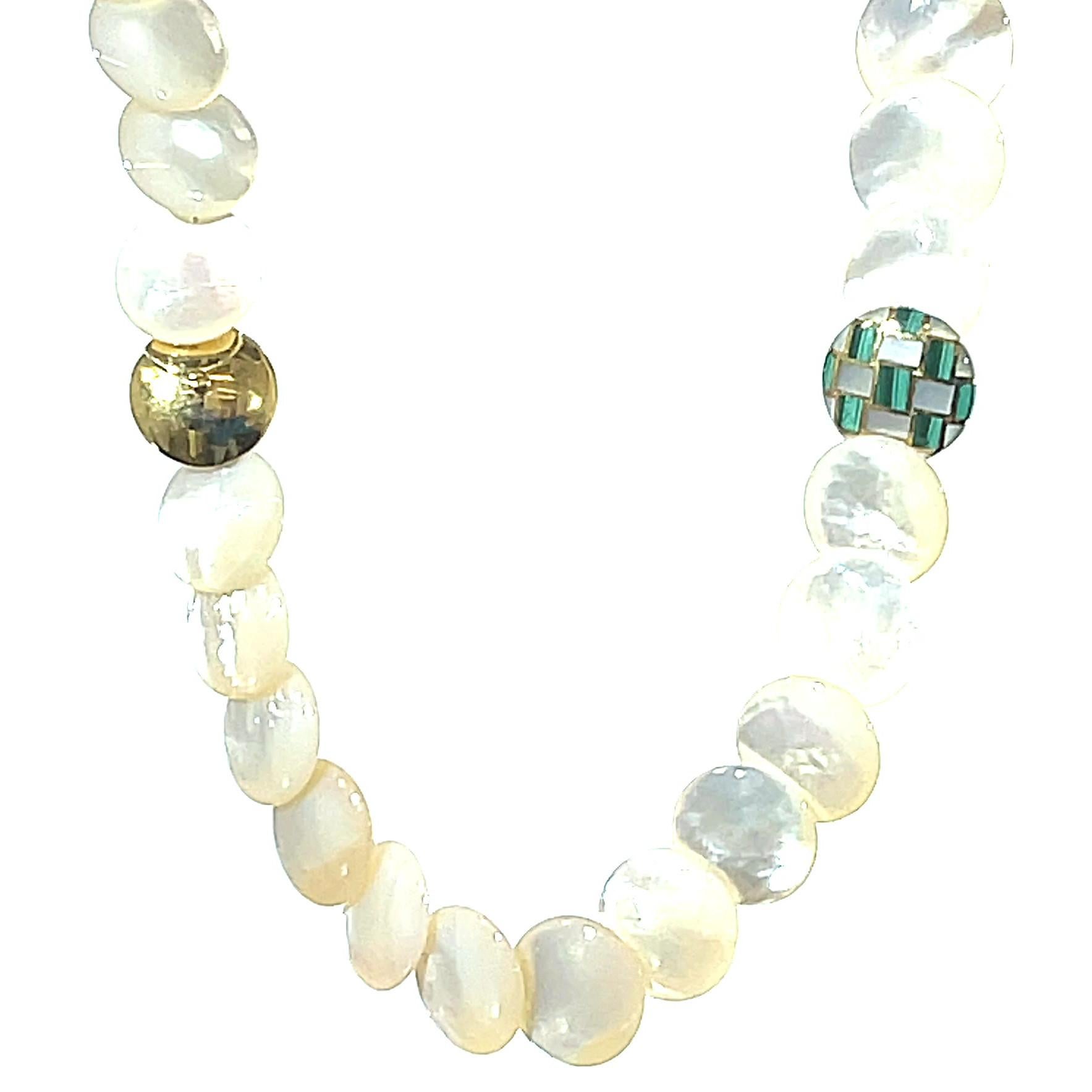 Pearl and Malachite Gold Necklace 