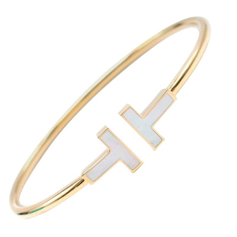 Tiffany and Co. Mother of Pearl T Collection Wire Bracelet S at 