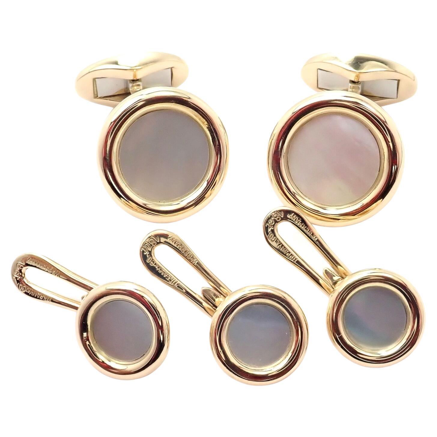 Tiffany & Co Mother Of Pearl Yellow Gold Set Of Cufflinks & Buttons For Sale