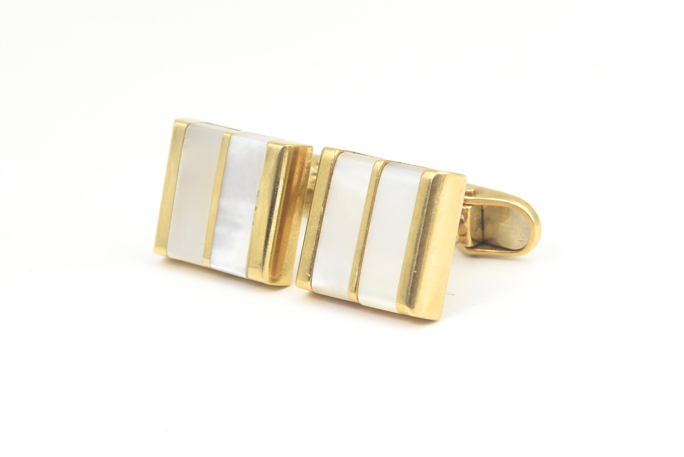 Tiffany & Co. Mother of Pearl Yellow Gold Square Cufflinks For Sale 6