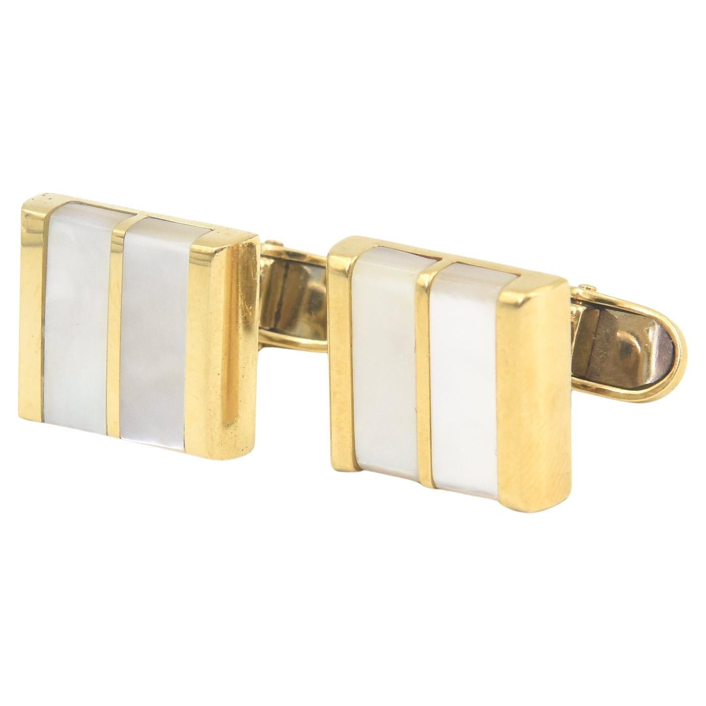 Tiffany & Co. Mother of Pearl Yellow Gold Square Cufflinks For Sale