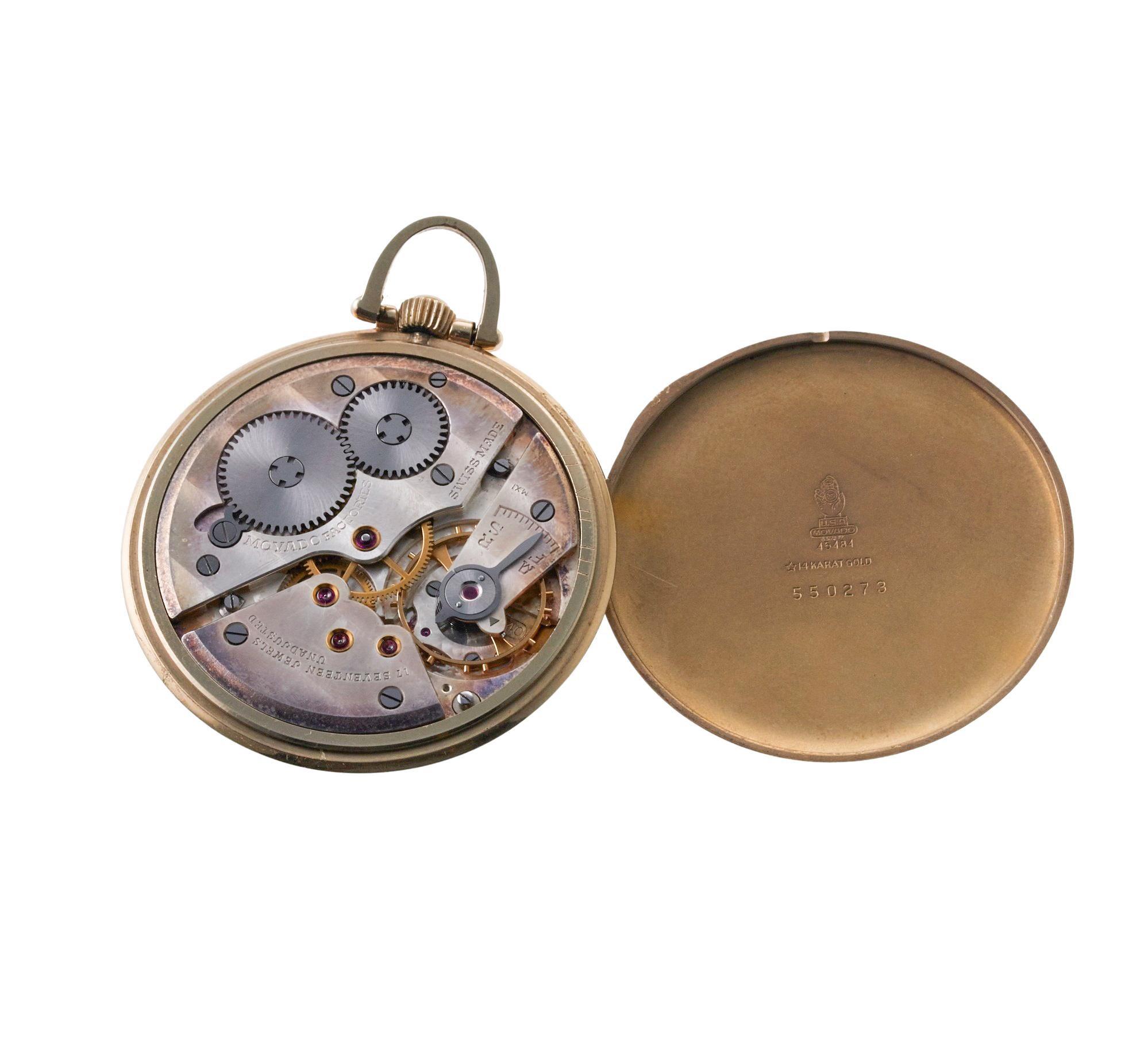 Tiffany & Co Movado Gold Pocket Watch For Sale 6